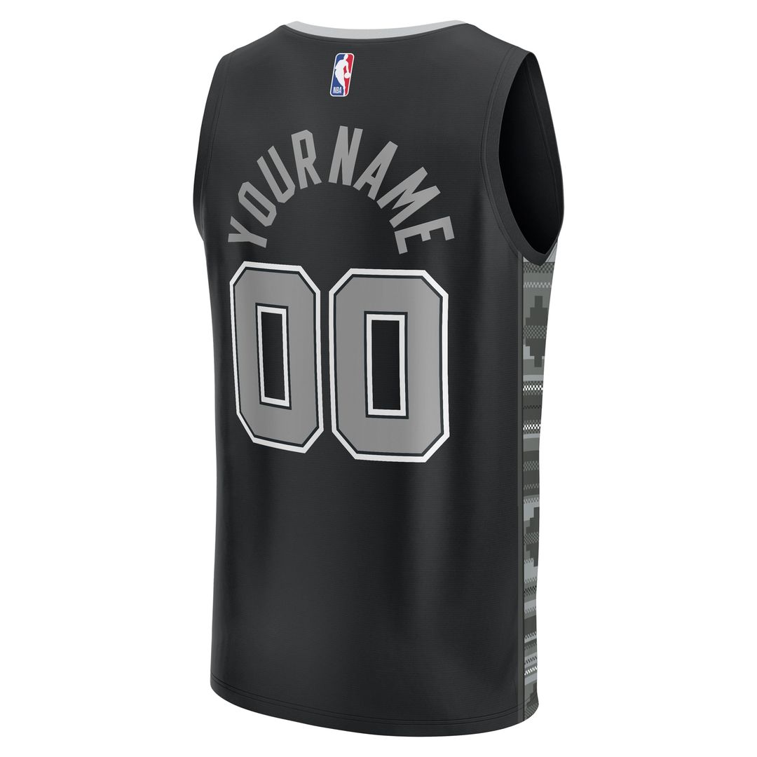San Antonio Spurs Fanatics Fast Break Custom Replica Jersey - Black - Statement Edition