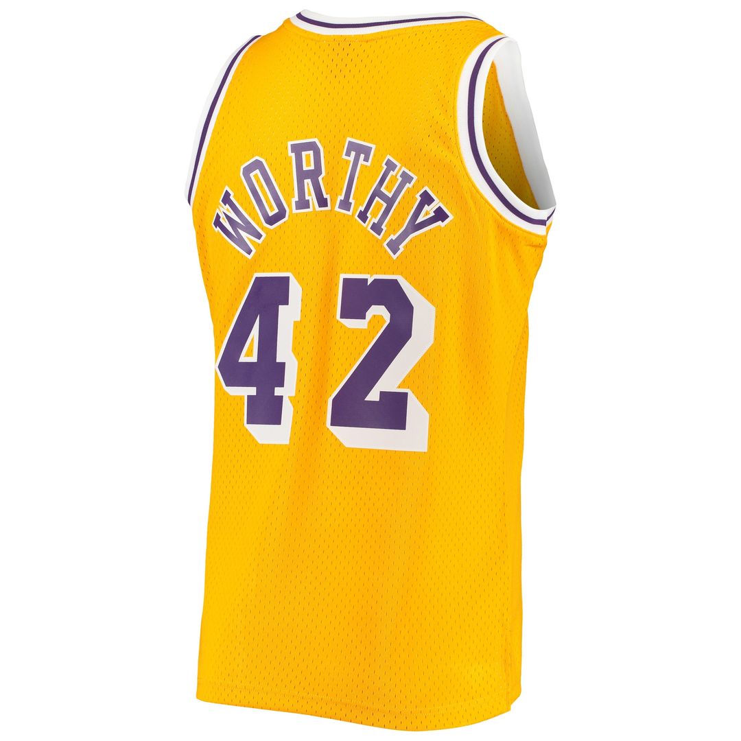 Los Angeles Lakers James Worthy Mitchell & Ness 1984/85 Hardwood Classics Swingman Jersey - Gold