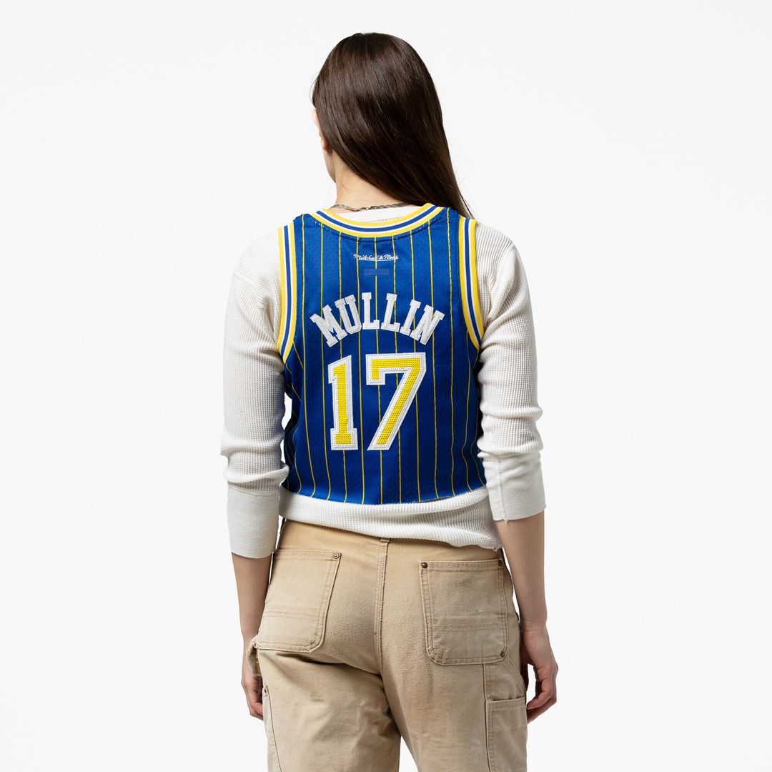Golden State Warriors Chris Mullin Mitchell & Ness x DANNIJO Women's Fashion Cropped Basketball Jersey - Royal