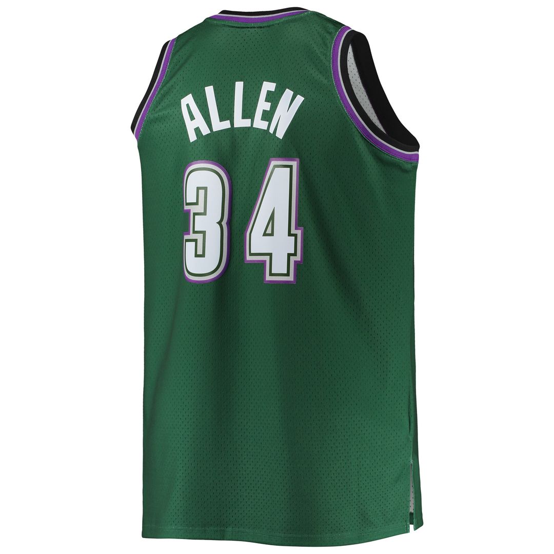 Milwaukee Bucks Ray Allen Mitchell & Ness Big & Tall 1996/97 Hardwood Classics Swingman Jersey - Hunter Green