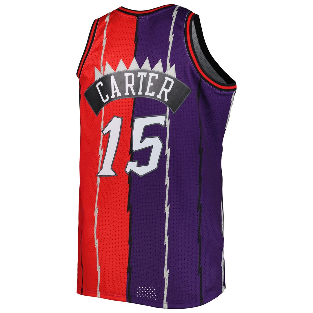 Toronto Raptors Vince Carter Mitchell & Ness Big & Tall Hardwood Classics 1998/99 Split Swingman Jersey - Purple/Red