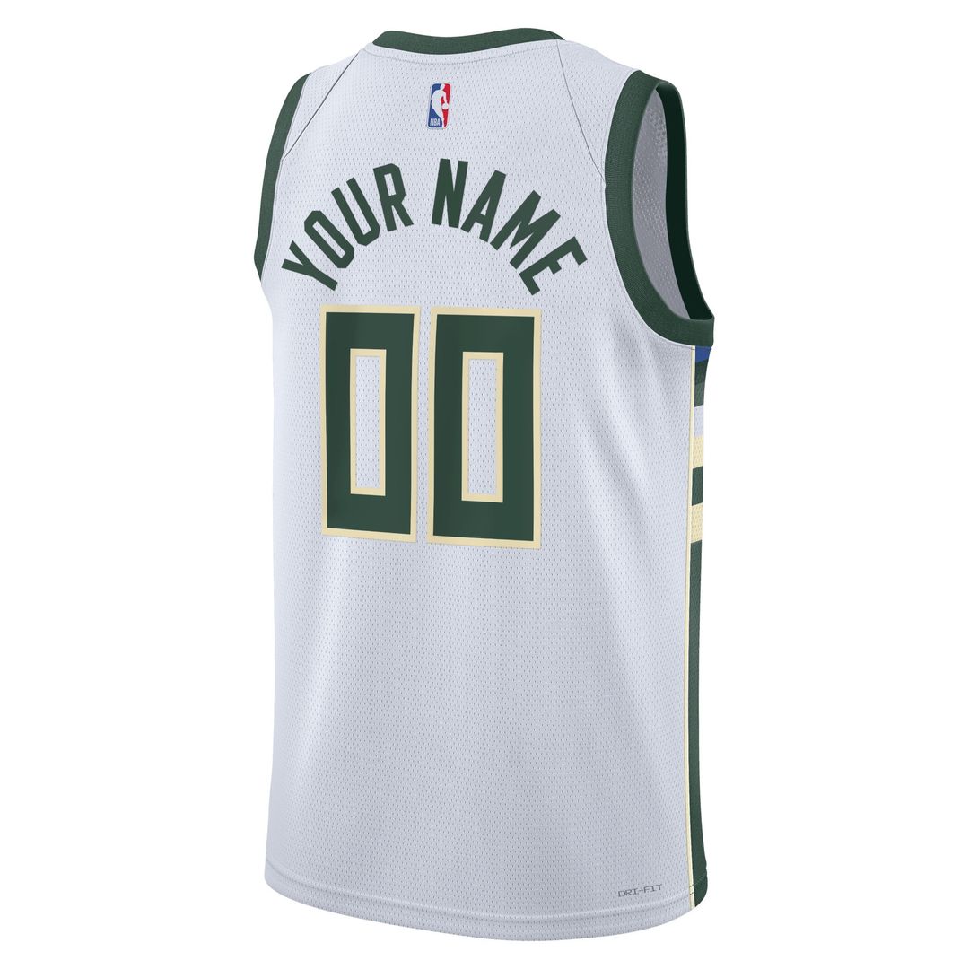 Milwaukee Bucks Nike Unisex Swingman Custom Jersey Hunter Green - Icon Edition