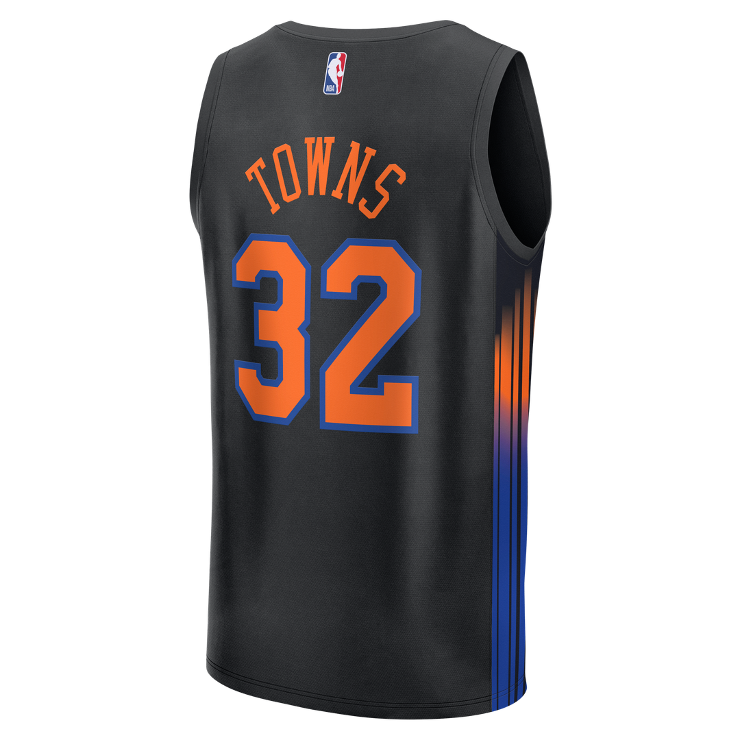 New York Knicks Karl - Anthony Towns Fanatics Youth Fast Break Jersey - Statement Edition - Black