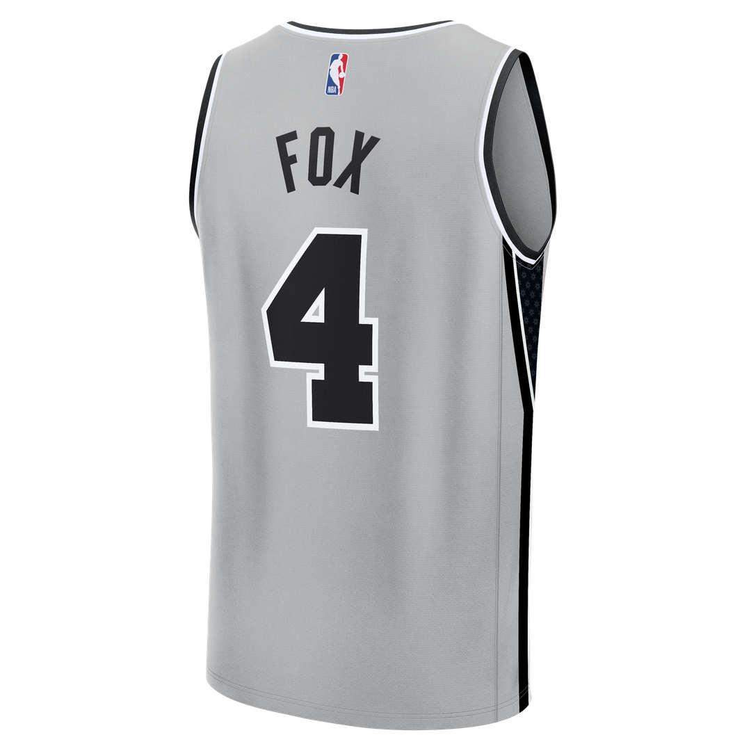 San Antonio Spurs De'Aaron Fox Fanatics Fast Break Jersey - Statement Edition - Silver