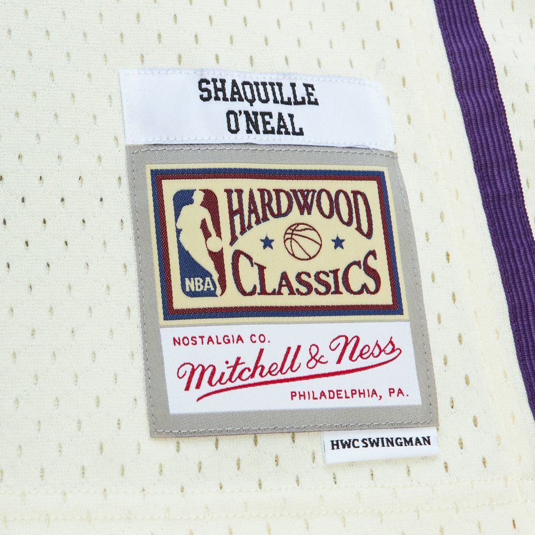 Los Angeles Lakers Shaquille O'Neal Mitchell & Ness Chainstitch Swingman Jersey - Cream