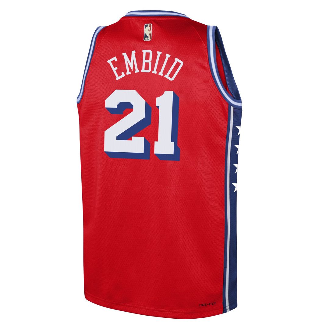 Philadelphia 76ers Joel Embiid Jordan Brand Youth Swingman Jersey - Statement Edition - Red