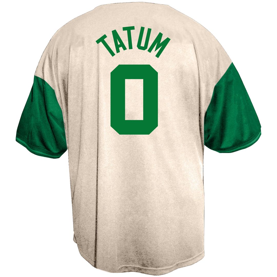 Boston Celtics Jayson Tatum Fanatics Baseball Jersey - Cream