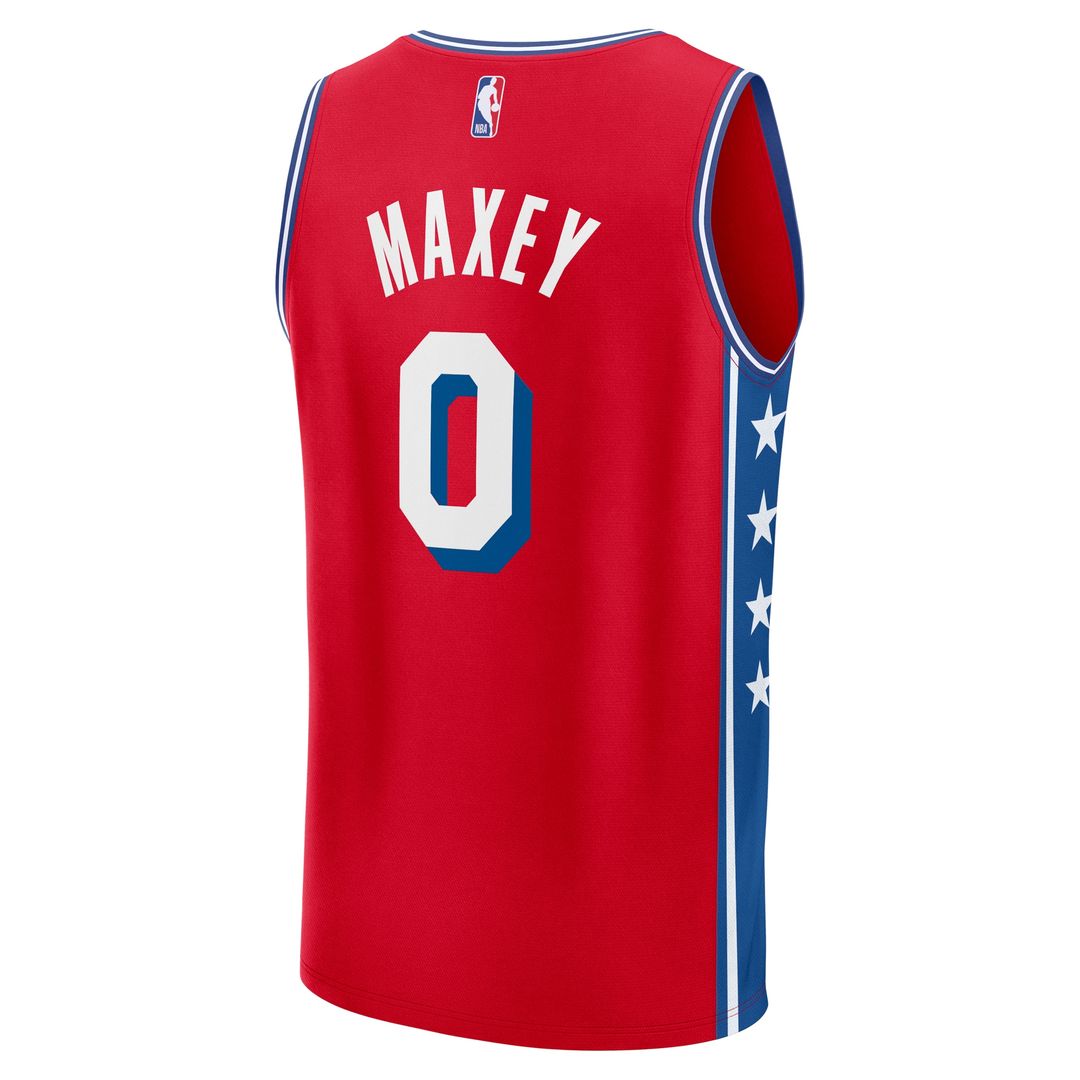 Philadelphia 76ers Tyrese Maxey Fanatics Fast Break Replica Player Jersey - Statement Edition - Red