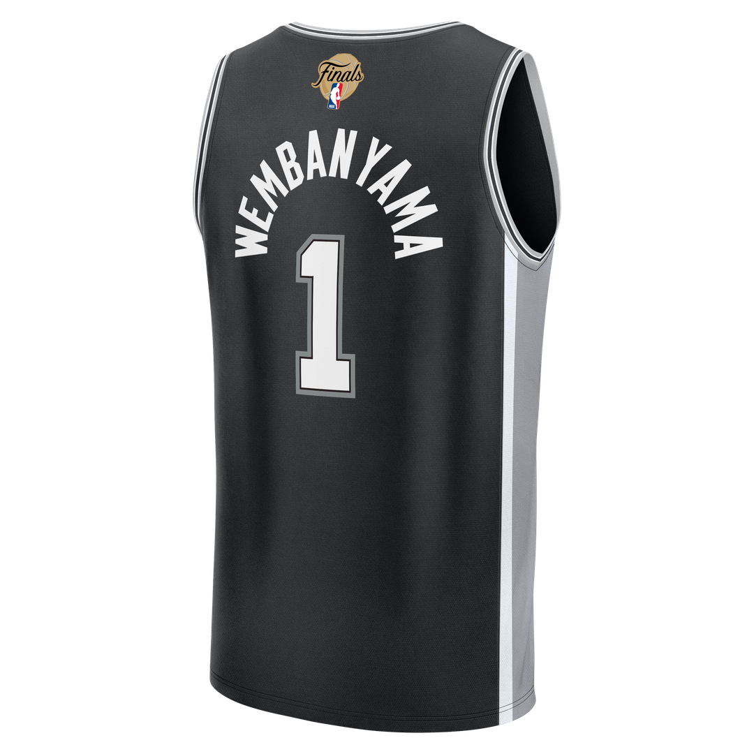 San Antonio Spurs Victor Wembanyama Fanatics Youth 2026 NBA Finals Patch Fast Break Replica Jersey - Black - Icon Edition
