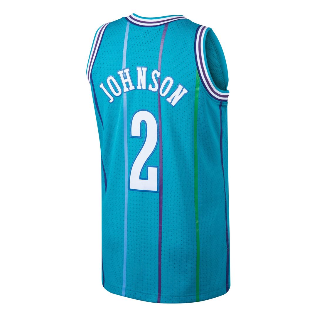 Charlotte Hornets Larry Johnson Mitchell & Ness 1992/93 Hardwood Classics Swingman Jersey - Teal