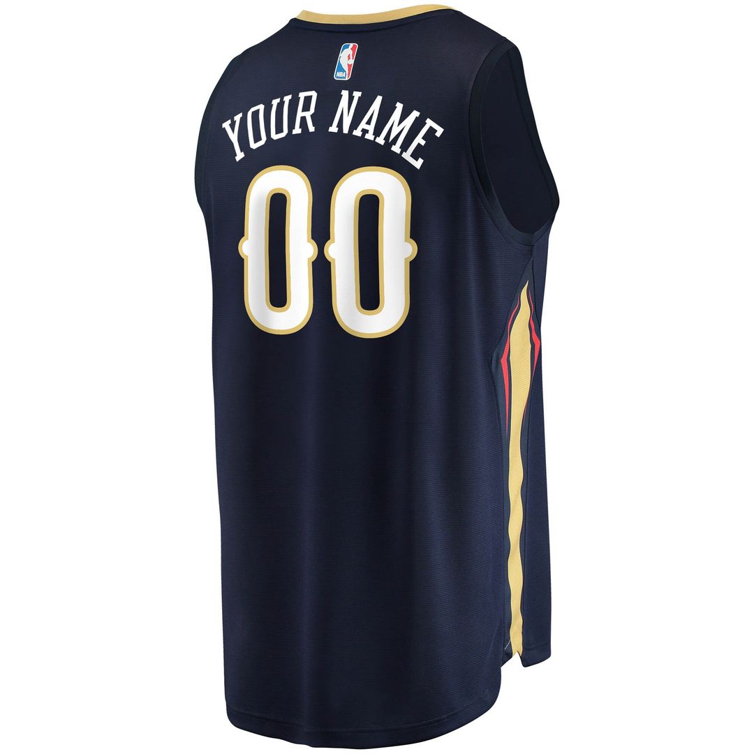 New Orleans Pelicans Fanatics Fast Break Custom Replica Jersey Navy - Icon Edition