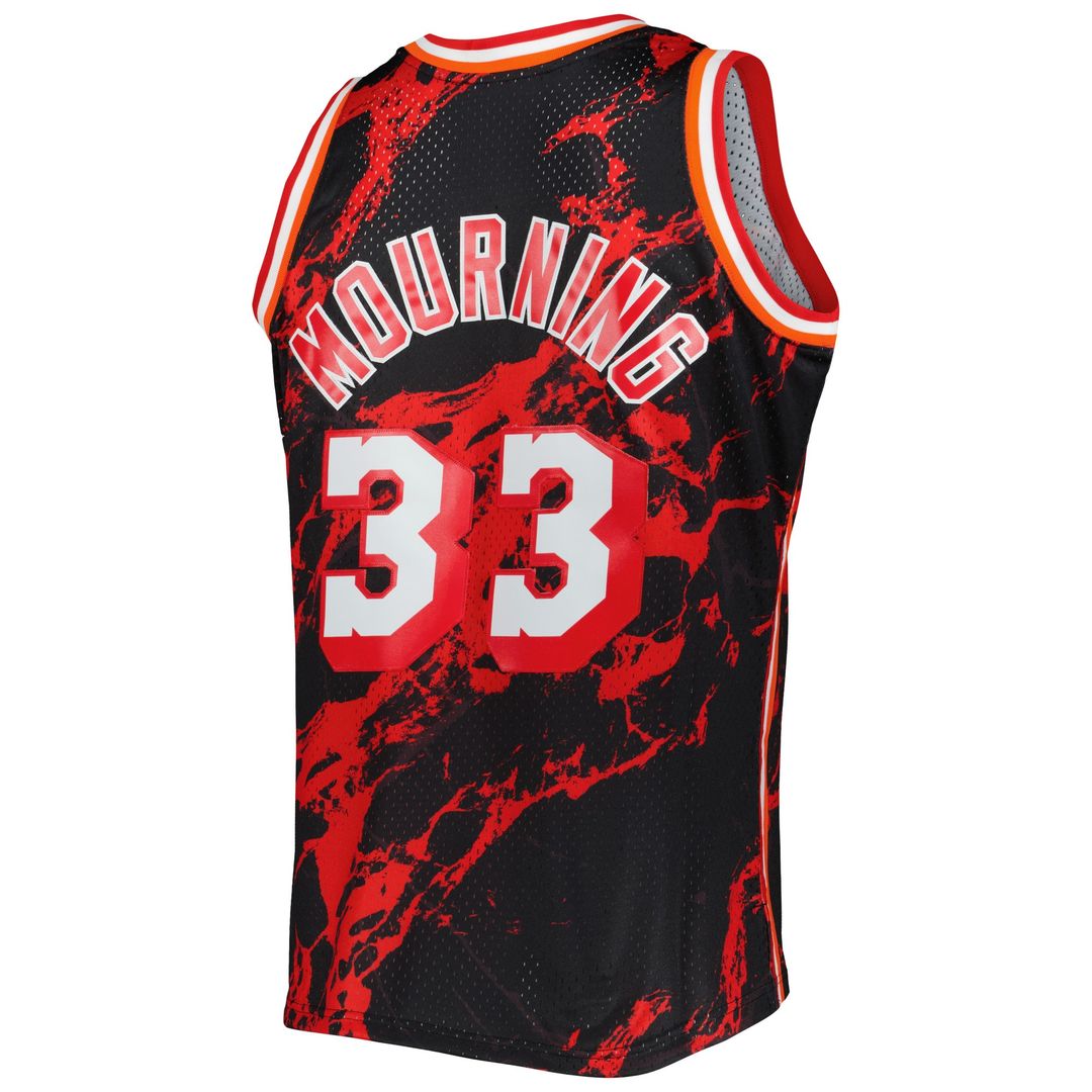 Miami Heat Alonzo Mourning Mitchell & Ness 1996/97 Hardwood Classics Marble Swingman Jersey - Black