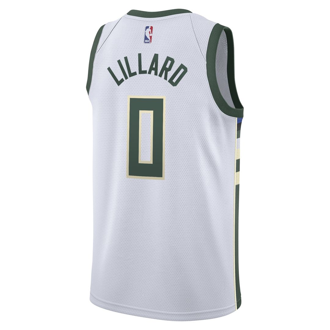 Milwaukee Bucks Damian Lillard Nike Unisex Swingman Player Jersey - Association Edition - White