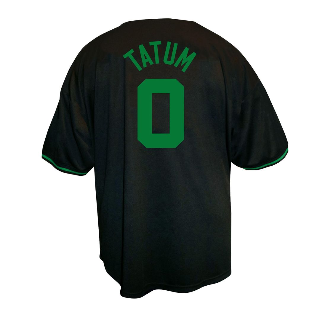 Boston Celtics Jayson Tatum Profile Big & Tall Name & Number Button - Up Jersey - Black