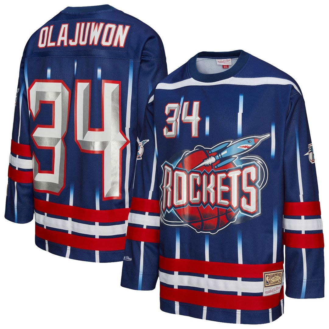 Houston Rockets Hakeem Olajuwon Mitchell & Ness Unisex Maxxed Out Fashion Hockey Jersey - Navy