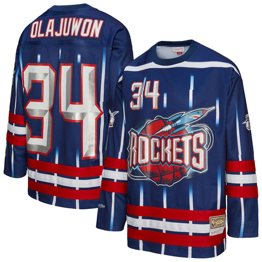 Houston Rockets Hakeem Olajuwon Mitchell & Ness Unisex Maxxed Out Fashion Hockey Jersey - Navy