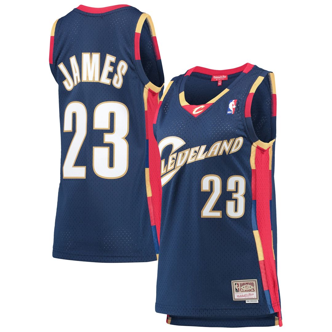 Cleveland Cavaliers LeBron James Mitchell & Ness Women's Hardwood Classics Swingman Jersey - Navy