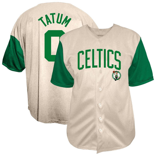 Boston Celtics Jayson Tatum Fanatics Baseball Jersey - Cream