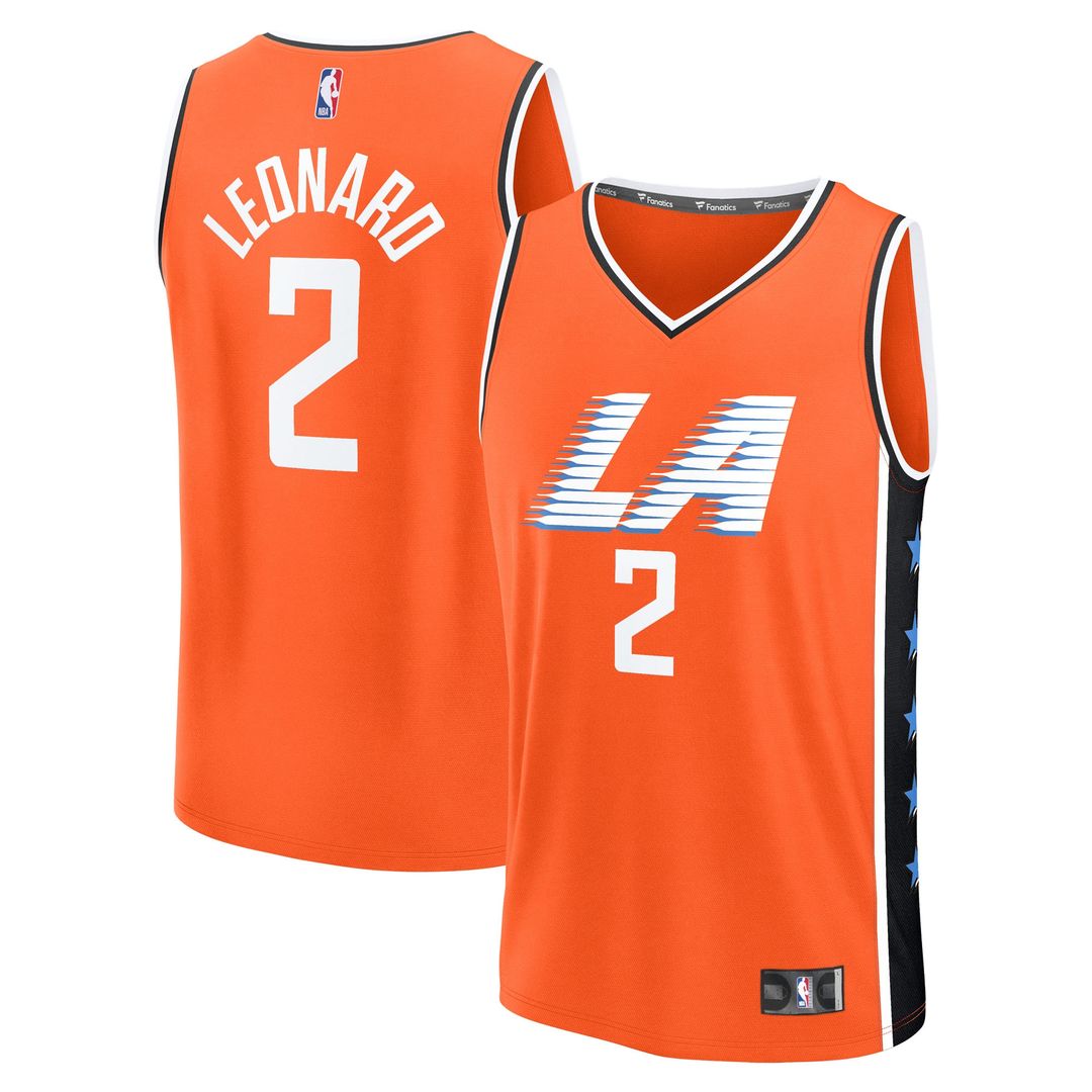 LA Clippers Kawhi Leonard Fanatics Youth 2025/26 City Edition Fast Break Jersey - Orange