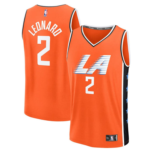 LA Clippers Kawhi Leonard Fanatics Youth 2025/26 City Edition Fast Break Jersey - Orange
