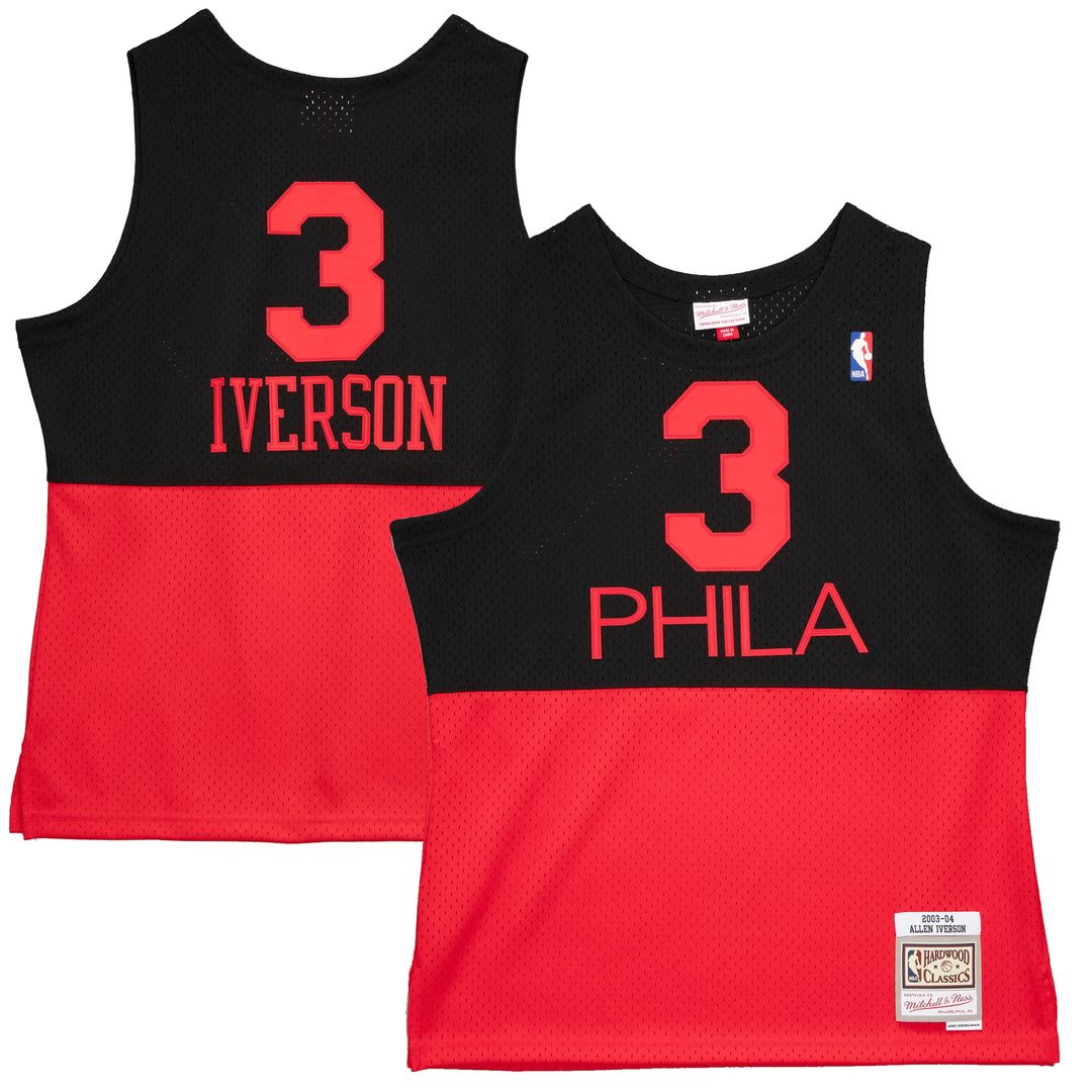 Philadelphia 76ers Allen Iverson Mitchell & Ness 2003/04 Hardwood Classics Reload 2.0 Swingman Jersey - Black