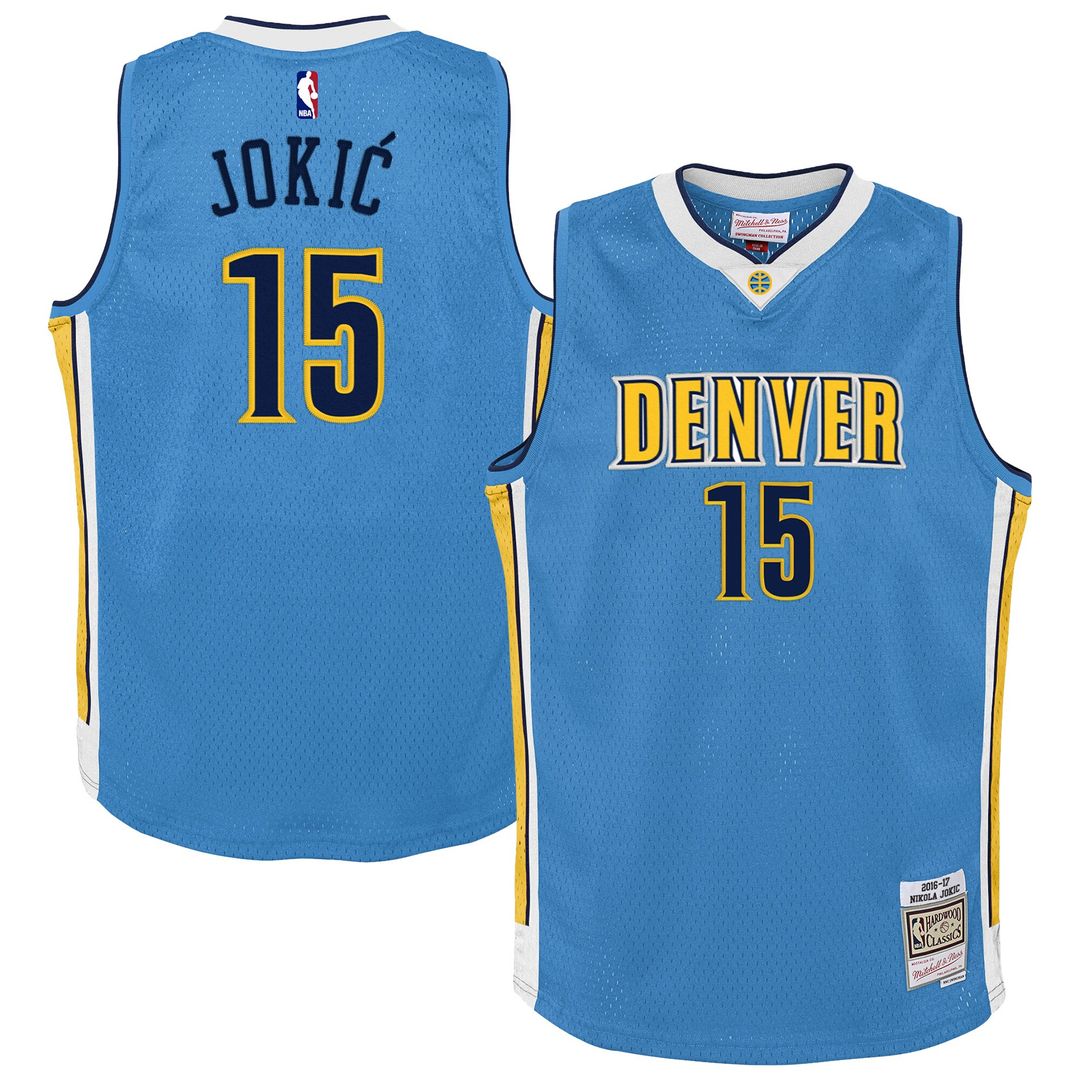 Denver Nuggets Nikola Jokic Mitchell & Ness Youth 2016/17 Hardwood Classics Swingman Jersey - Light Blue