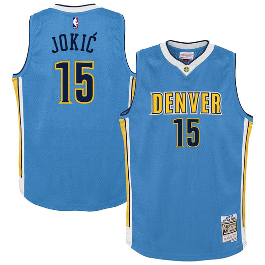 Denver Nuggets Nikola Jokic Mitchell & Ness Youth 2016/17 Hardwood Classics Swingman Jersey - Light Blue