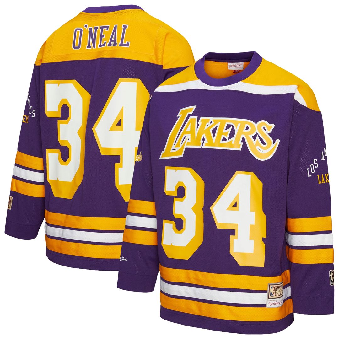 Los Angeles Lakers Shaquille O'Neal Mitchell & Ness Unisex Maxxed Out Fashion Hockey Jersey - Purple