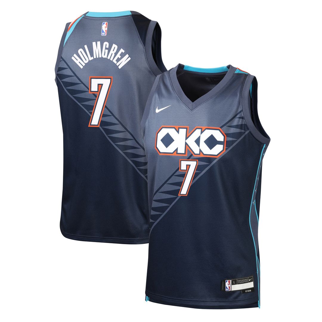 Oklahoma City Thunder Chet Holmgren Nike Youth 2025/26 City Edition Swingman Jersey - Navy