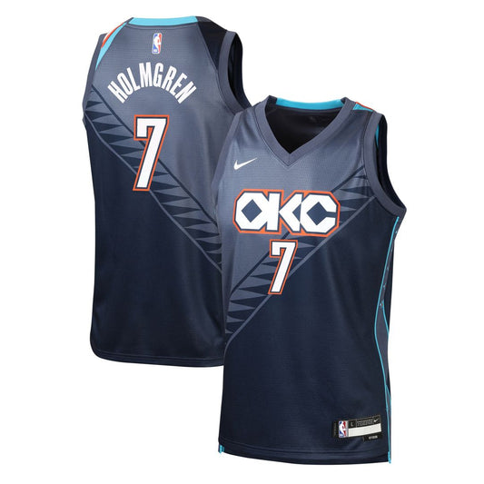 Oklahoma City Thunder Chet Holmgren Nike Youth 2025/26 City Edition Swingman Jersey - Navy