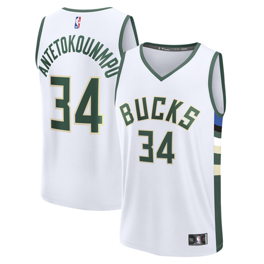 Milwaukee Bucks Giannis Antetokounmpo Fanatics Fast Break Replica Player Jersey - Association Edition - White