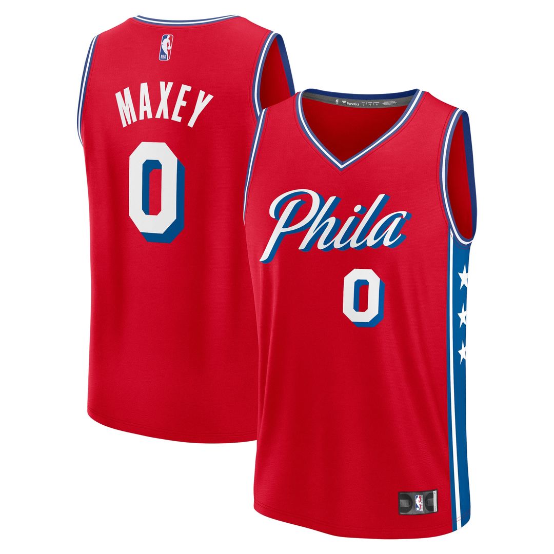 Philadelphia 76ers Tyrese Maxey Fanatics Fast Break Replica Player Jersey - Statement Edition - Red