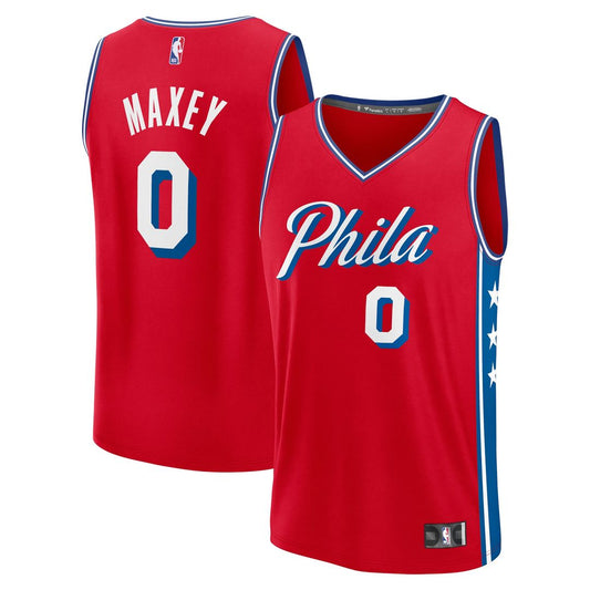 Philadelphia 76ers Tyrese Maxey Fanatics Fast Break Replica Player Jersey - Statement Edition - Red