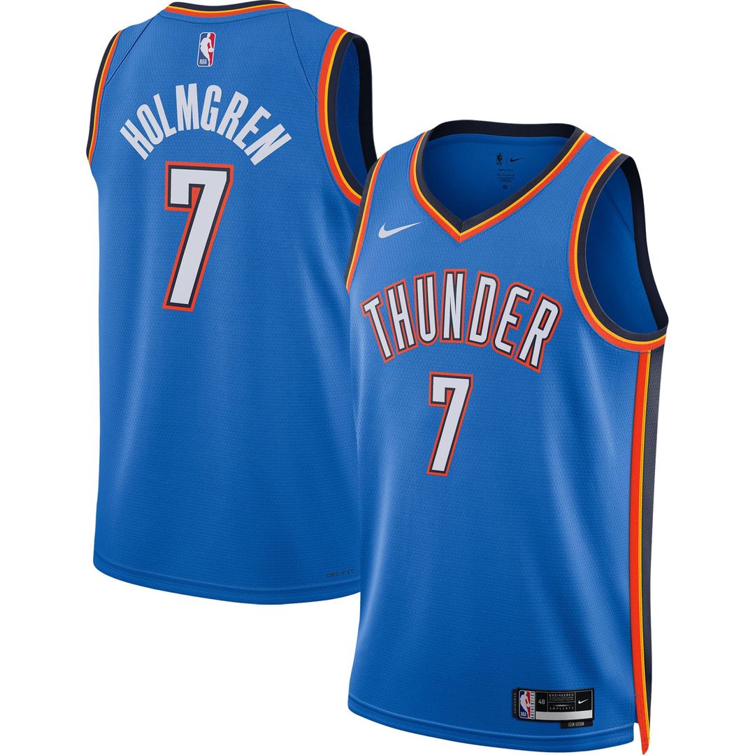 Oklahoma City Thunder Chet Holmgren Nike Unisex 2022 NBA Draft First Round Pick Player Swingman Jersey - Icon Edition - Blue