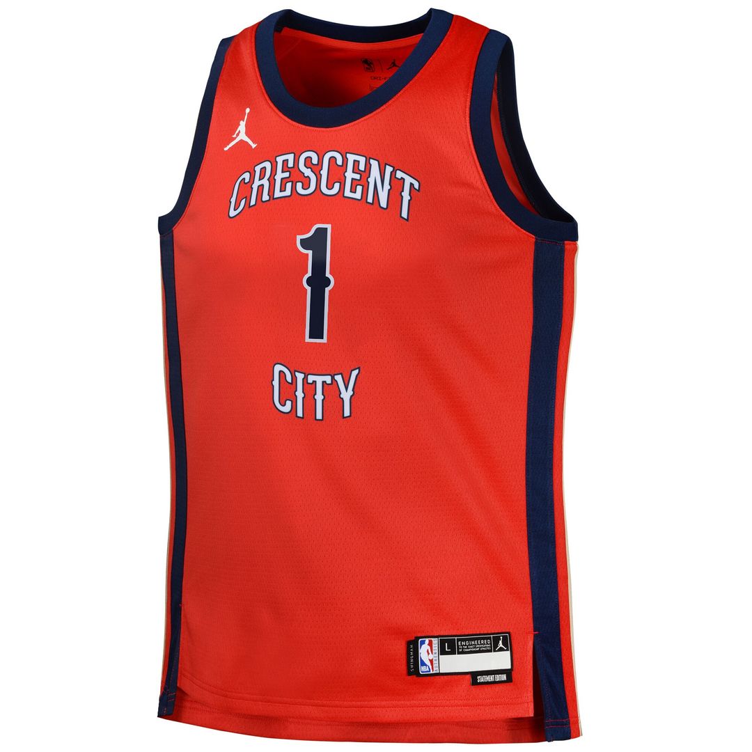 New Orleans Pelicans Zion Williamson Jordan Brand Swingman Jersey Statement - Red