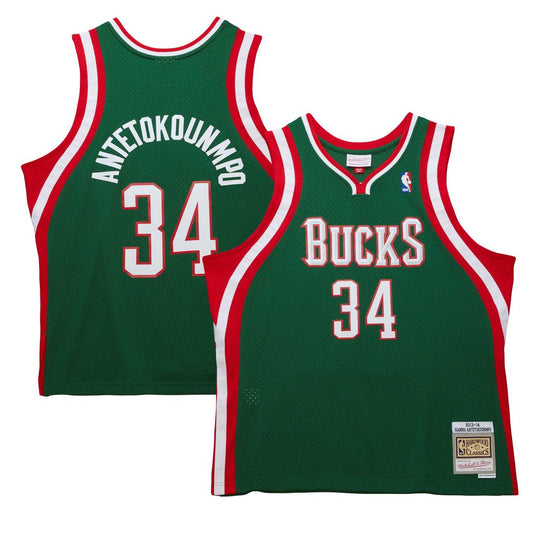 Milwaukee Bucks Giannis Antetokounmpo Mitchell & Ness 2013/14 Hardwood Classics Swingman Jersey - Hunter Green