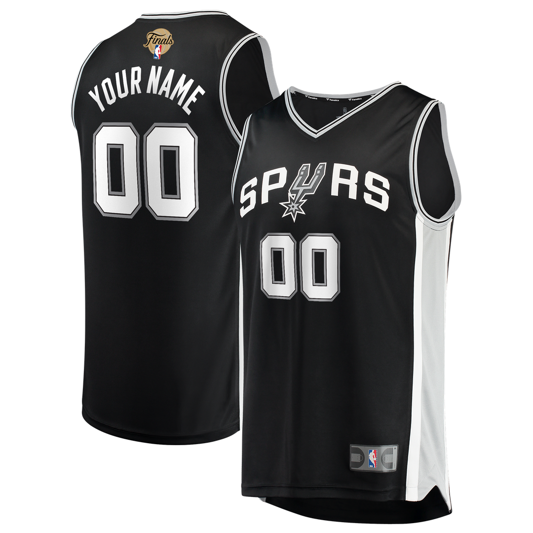 San Antonio Spurs Fanatics 2026 NBA Finals Patch Fast Break Custom Jersey - Black - Icon Edition