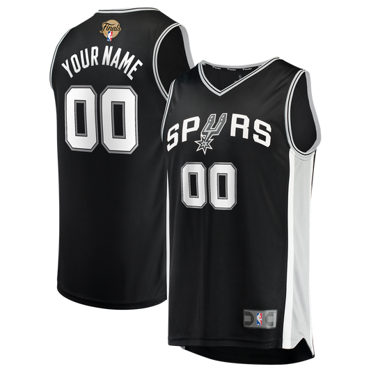 San Antonio Spurs Fanatics 2026 NBA Finals Patch Fast Break Custom Jersey - Black - Icon Edition