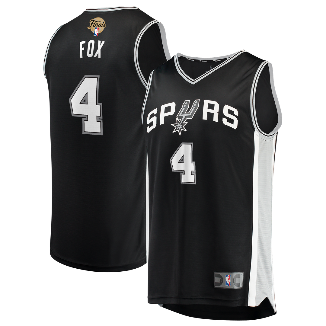 San Antonio Spurs De'Aaron Fox Fanatics 2026 NBA Finals Patch Fast Break Jersey - Icon Edition - Black