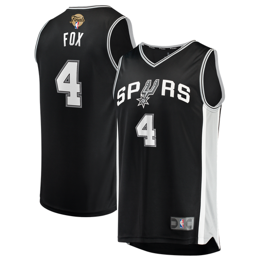 San Antonio Spurs De'Aaron Fox Fanatics 2026 NBA Finals Patch Fast Break Jersey - Icon Edition - Black