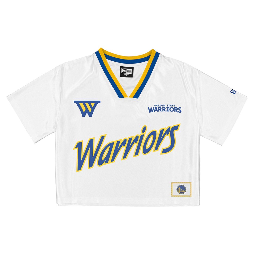 Golden State Warriors New Era Women's Sport Classics Capsule Boxy Cropped Fashion Jersey - White