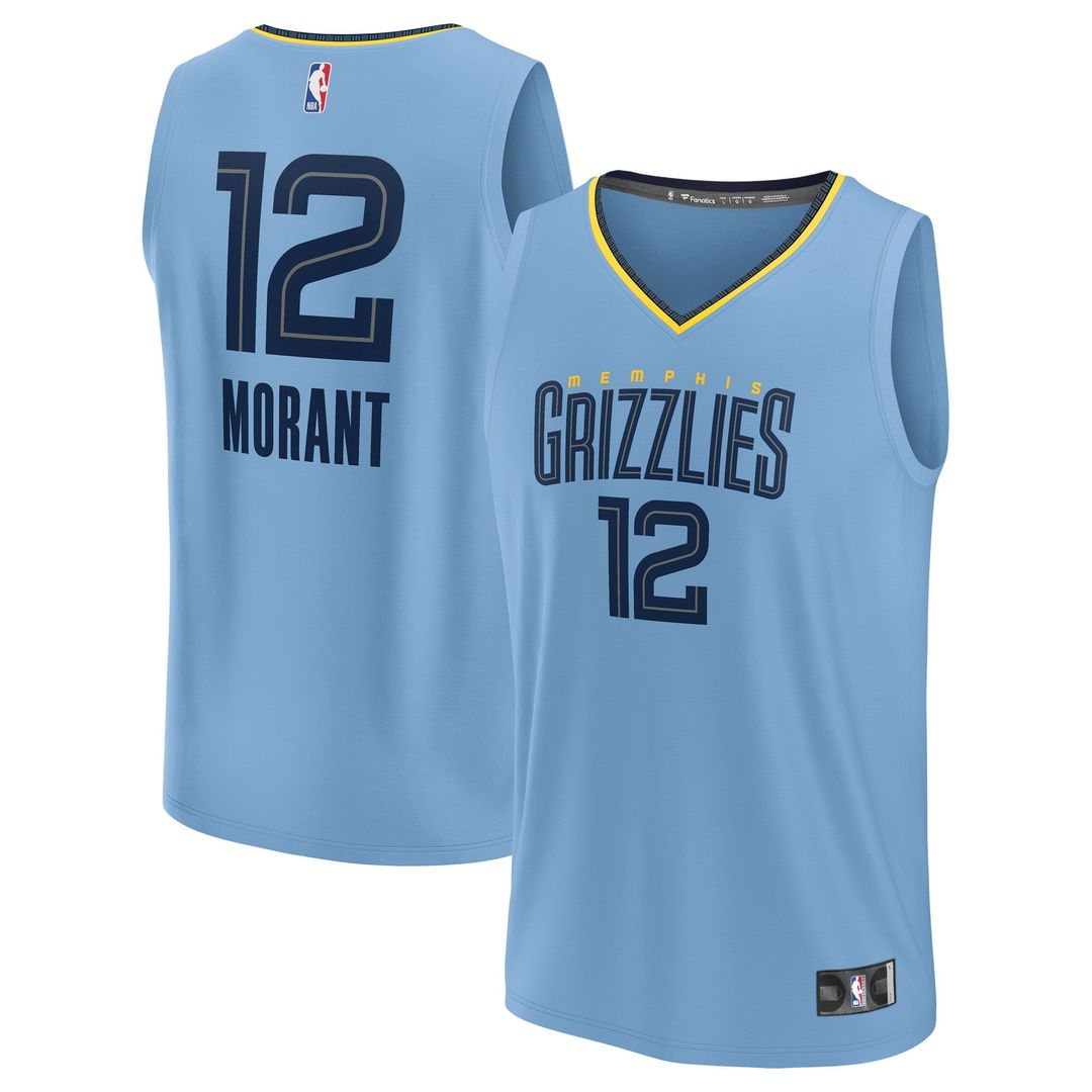 Memphis Grizzlies Ja Morant Fanatics Fast Break Replica Player Jersey - Statement Edition - Light Blue