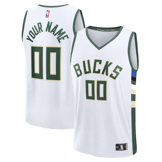 Milwaukee Bucks Fanatics Fast Break Custom Jersey - Association Edition - White