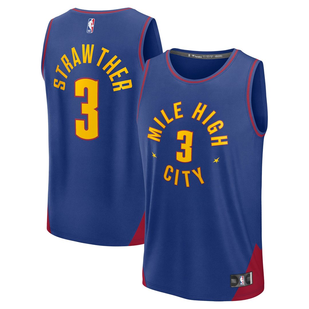 Denver Nuggets Julian Strawther Fanatics Fast Break Replica Player Jersey - Statement Edition - Blue