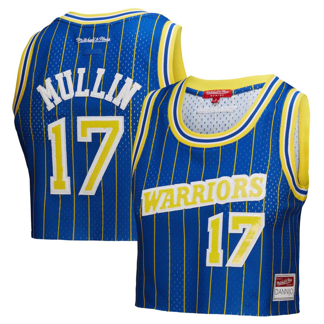 Golden State Warriors Chris Mullin Mitchell & Ness x DANNIJO Women's Fashion Cropped Basketball Jersey - Royal
