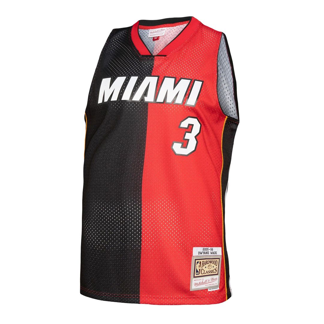 Miami Heat Dwyane Wade Mitchell & Ness Big & Tall Hardwood Classics 2005/06 Split Swingman Jersey - Black/Red