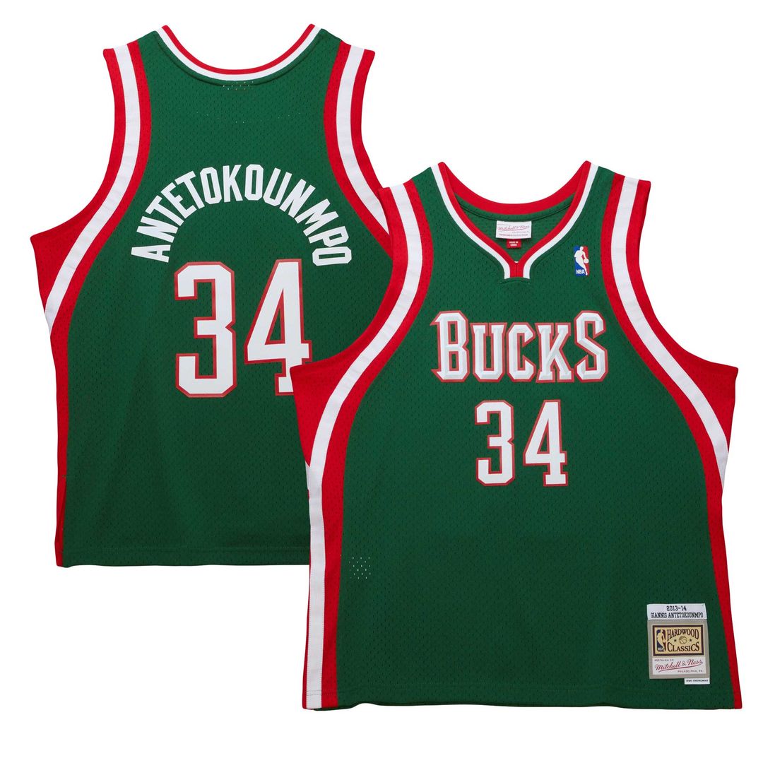 Milwaukee Bucks Giannis Antetokounmpo Mitchell & Ness 2013/14 Hardwood Classics Swingman Jersey - Hunter Green