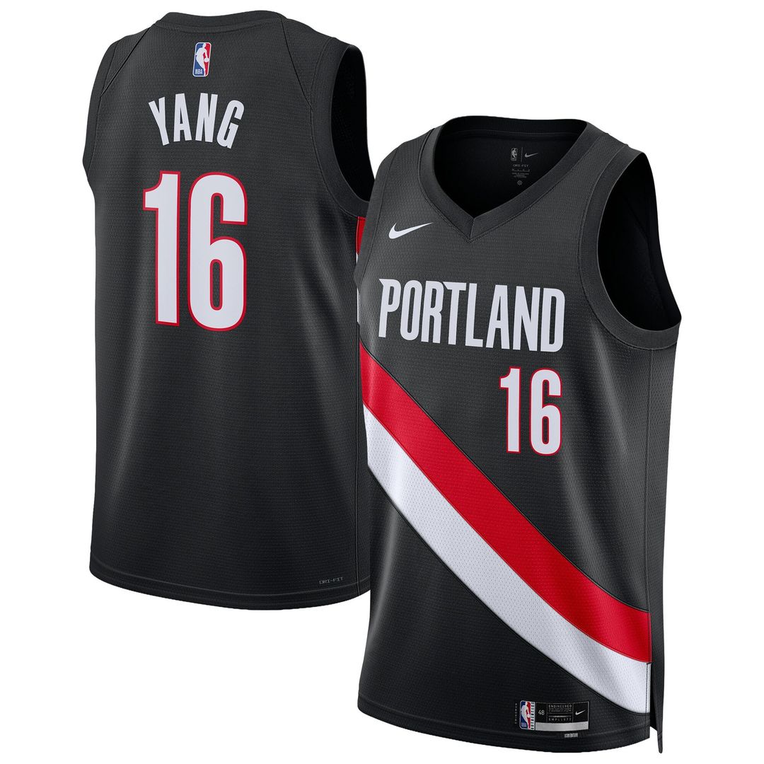 Portland Trail Blazers Yang Hansen Nike Unisex Swingman Jersey - Icon Edition - Black