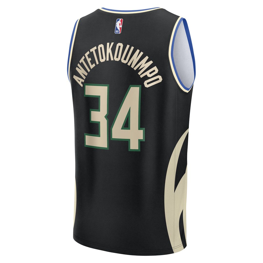 Milwaukee Bucks Giannis Antetokounmpo Fanatics Fast Break Replica Player Jersey - Statement Edition - Black
