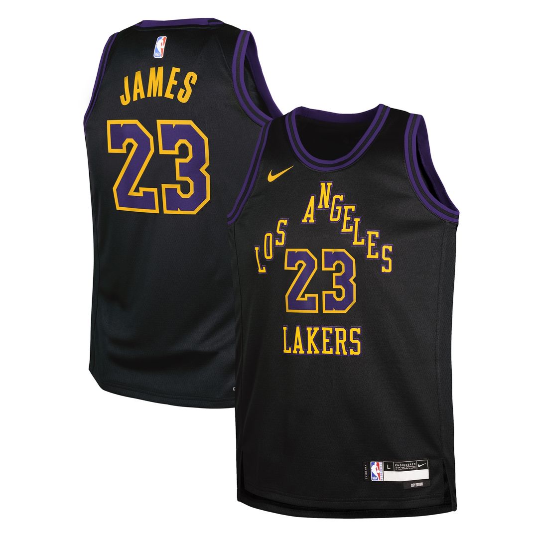 Los Angeles Lakers LeBron James Nike Youth 2025/26 City Edition Swingman Jersey - Black